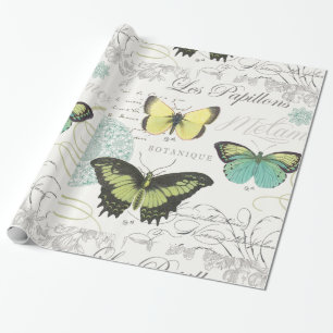 Papel De Presente butterfiles botânicos do vintage moderno