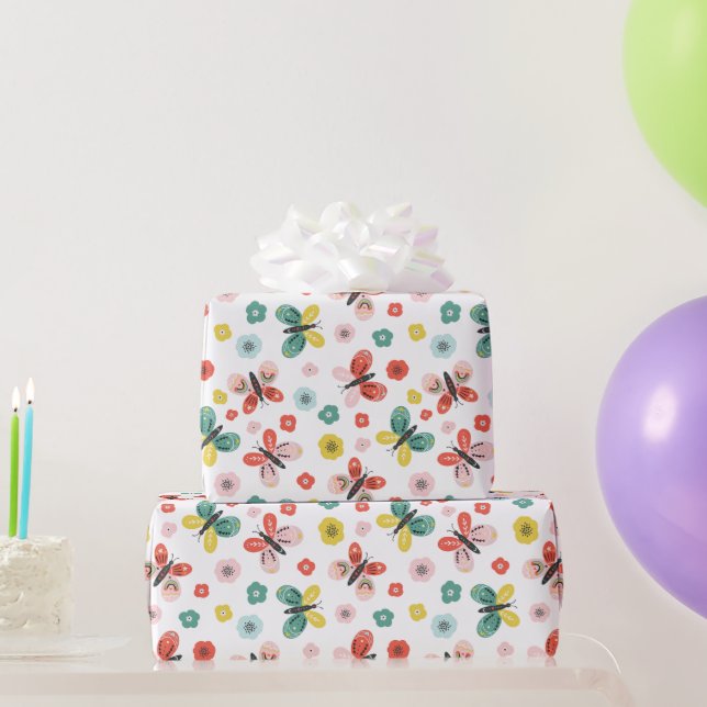 Papel De Presente Butterfly Pattern  (Presentes para festas)