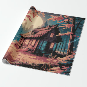 Papel De Presente Cabana Japonesa ao Luar Arte (2)