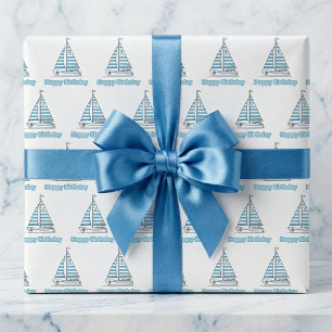 Papel De Presente Cabana Sail Feliz Aniversário