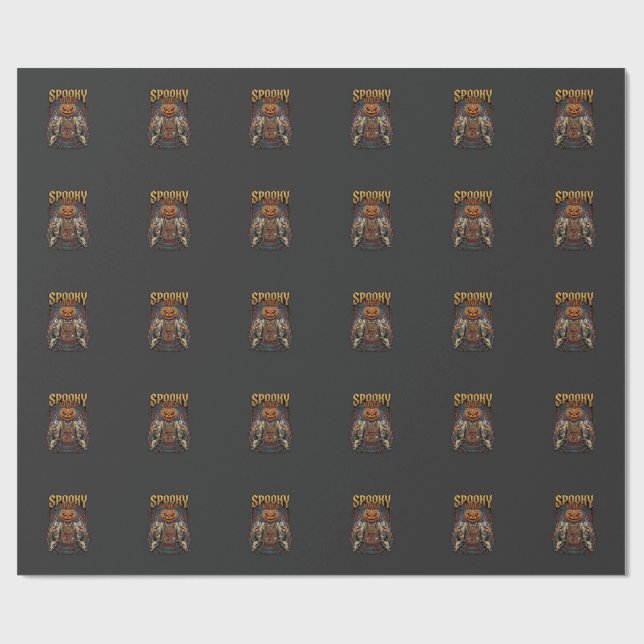 Papel De Presente Cabeça de Abóbora de Halloween de Vires Assustador (Aberto)