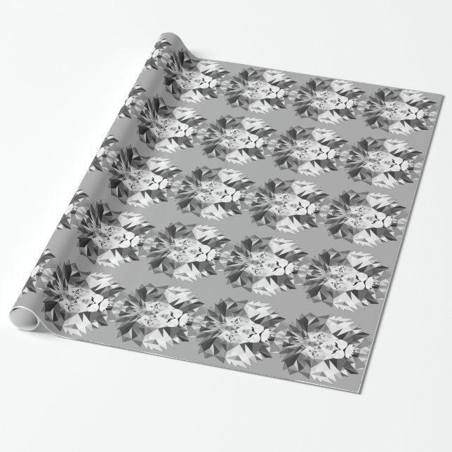 Papel De Presente Cabeça de Leão Geométrico Legal (Desenrolado)