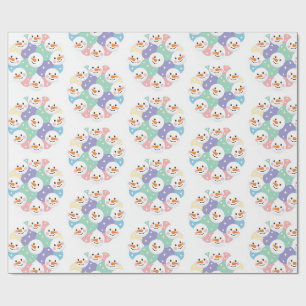 Papel De Presente Cabeças de Boneco de Neve Pastel Adoráveis Sem Cos