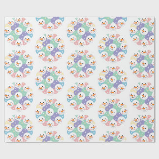 Papel De Presente Cabeças de Boneco de Neve Pastel Adoráveis Sem Cos