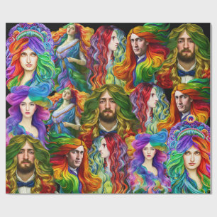 Papel De Presente Cabelo arco-íris Deusa homens mulheres Fantasia ar