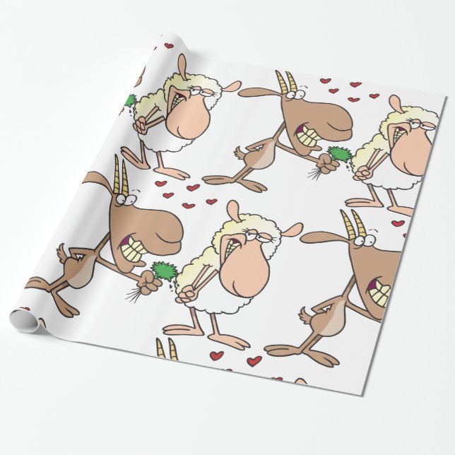Papel De Presente Cabra e Ovelha Apaixonados (Desenrolado)