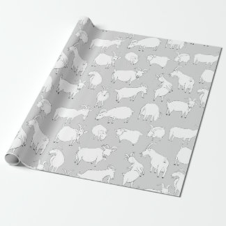 Papel De Presente Cabras que jogam - cinza