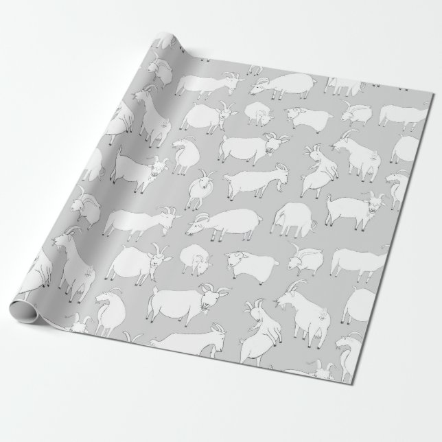 Papel De Presente Cabras que jogam - cinza (Desenrolado)