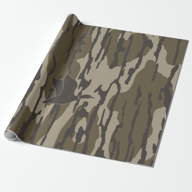 Papel De Presente Caça ao Pato de Camo da Velha Escola (Desenrolado)