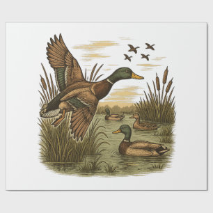 Papel De Presente Caça-Pato-Marrecos-Retro