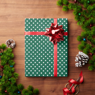 Papel De Presente Caça Verde e Pontos Brancos