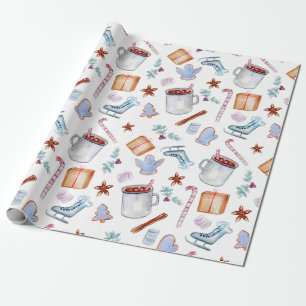 Papel De Presente Cacau doce, especiarias de férias, canelas, bisco