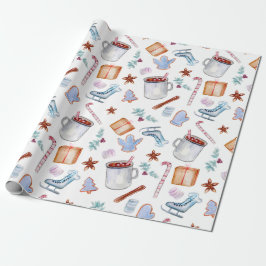Papel De Presente Cacau doce, especiarias de férias, canelas, biscoi