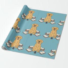 Papel De Presente Cachorro Acadêmico Azul Capítulo Um Retriever Dour