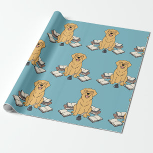 Papel De Presente Cachorro Acadêmico Azul Capítulo Um Retriever Dour