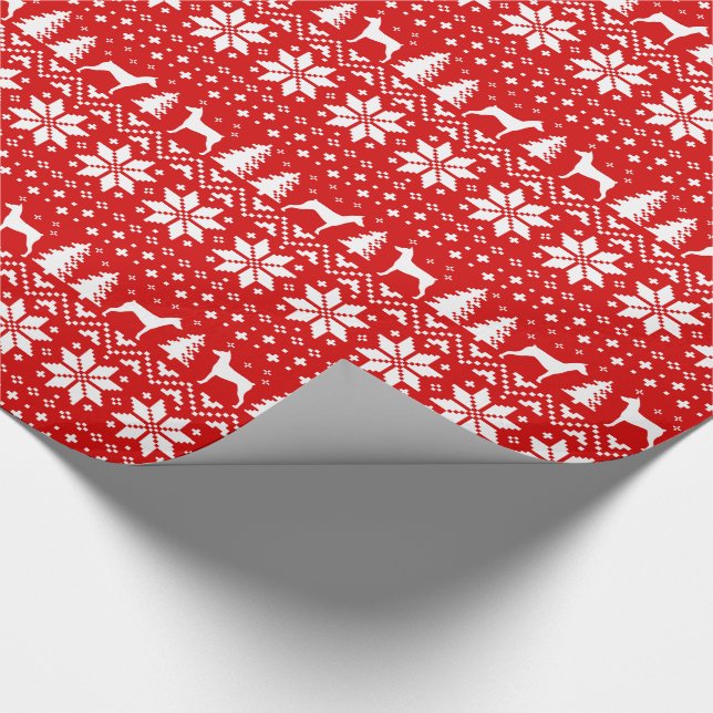 Papel De Presente Cachorro Alemão Silhuettes Padrão de Natal (Ponta)