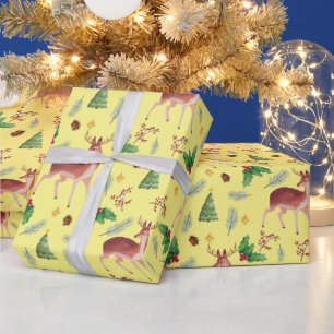 Papel De Presente Cachorro amarelo de natal brilhante
