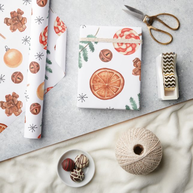 Papel De Presente Cachorro Aquarela Lollipops Jingle Belts Natal (Artesanato)