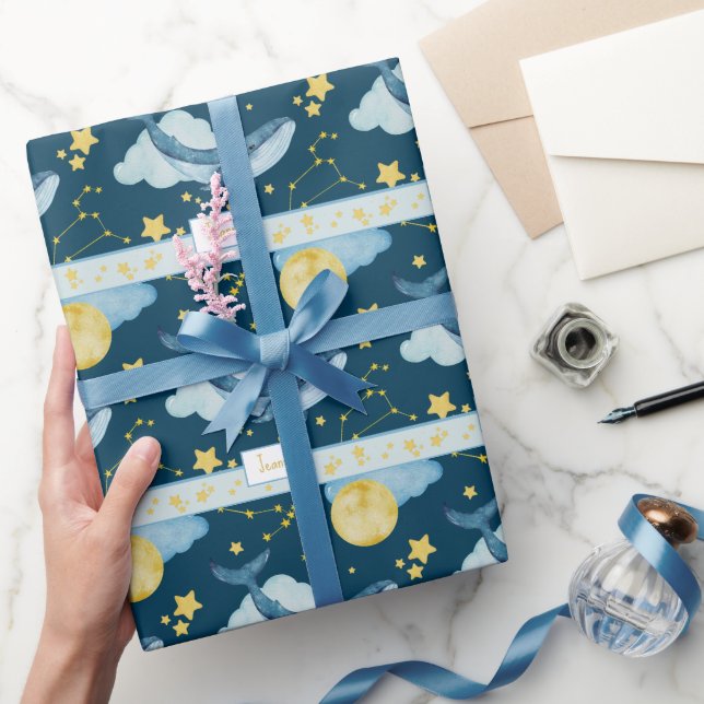 Papel De Presente Cachorro Aquoso Baleias Sem Costura Crianças (Presentear)