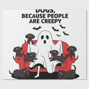Papel De Presente Cachorro Assustador de Halloween Fantasma Assustad