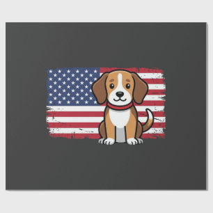 Papel De Presente Cachorro Bandeira Americana Vetor Patriótico