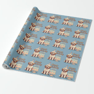 Papel De Presente Cachorro Bernedoodle Colorido