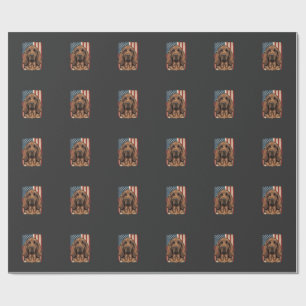 Papel De Presente Cachorro Bloodhound Patriótico Arte da Bandeira Am
