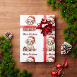 Papel De Presente Cachorro Bonito Vestindo um Papai Noel Feliz Natal<br><div class="desc">Cachorro Bonito Vestindo um Papai Noel Feliz Papel de Molho de Natal</div>