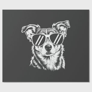 Papel De Presente Cachorro Border Collie Usando Óculos de Sol Pet Vi
