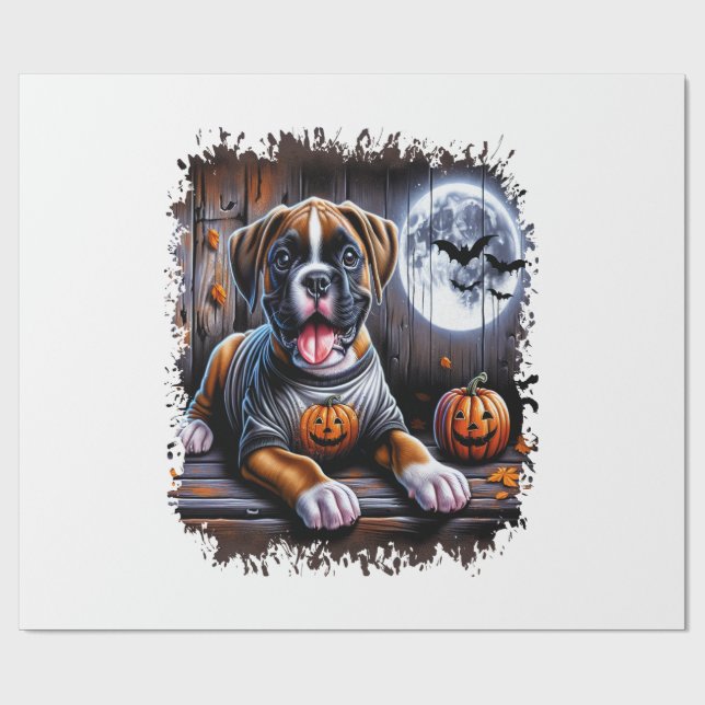 Papel De Presente Cachorro Boxer Halloween (Aberto)