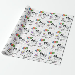 Papel De Presente Cachorro Branco E Negro - Aniversário