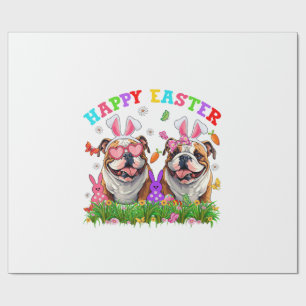 Papel De Presente Cachorro Bulldog Inglês Fofo & Orelhas de Coelho O
