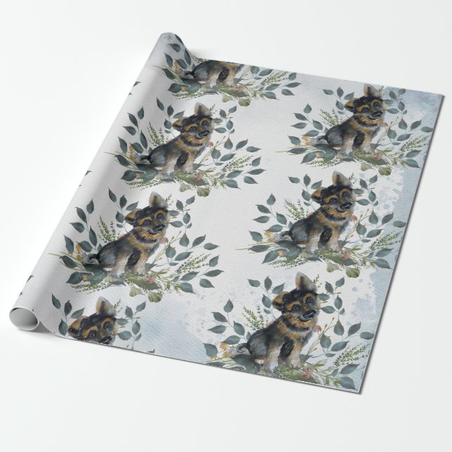 Papel De Presente Cachorro Cachorrinho Aquarela Fofa  (Desenrolado)