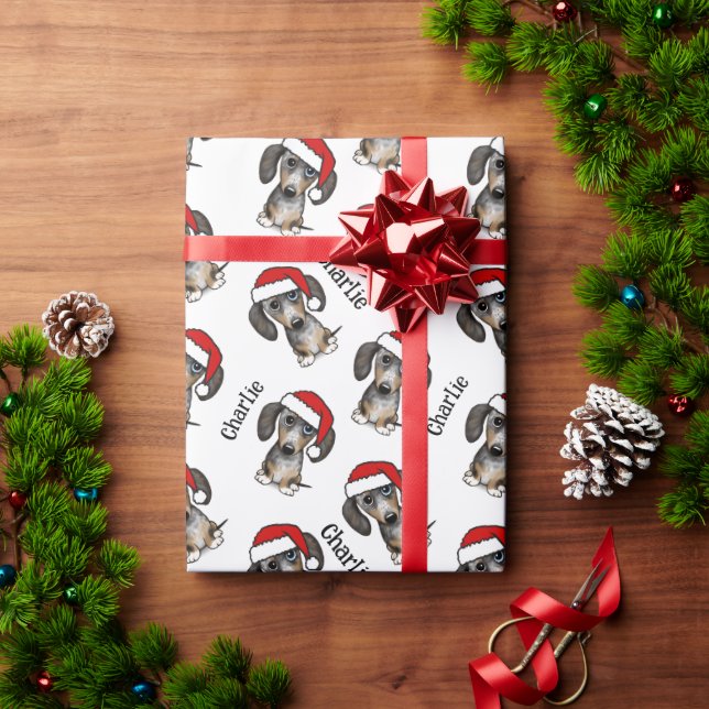 Papel De Presente Cachorro-Cachorro-de-Natal (Presente de Natal)