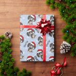 Papel De Presente Cachorro-Cachorro-de-Natal<br><div class="desc">Papel de mola de Natal do Dapple Dachshund Lover. Cachorro engraçado vestindo um chapéu de Papai Noel. Personalizar com nome ou outro texto. O perfeito presente de Natal personalizado para amantes Doxie! Visite o Doodle World de Jenn para conhecer ainda mais designs de Natal para cães e presentes de festas...</div>