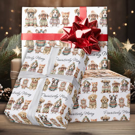 Papel De Presente Cachorro Cachorro de Natal Pets Pawsitivamente Fel