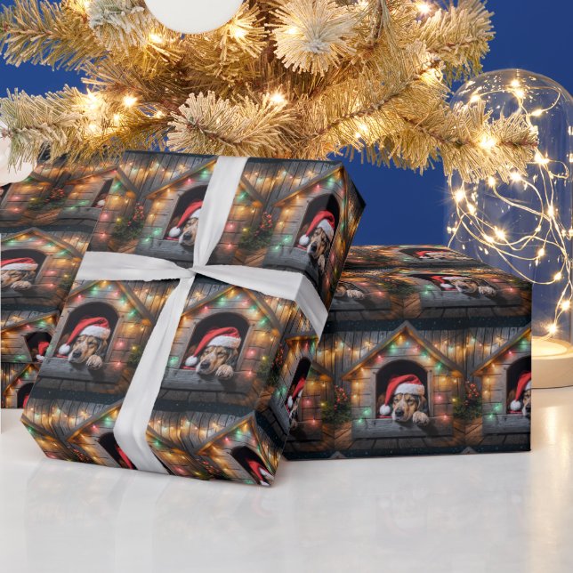 Papel De Presente Cachorro Cachorro De Papais noeis De Natal Em Cach (Feriados)