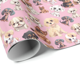 Papel De Presente Cachorro Cachorro Rosa