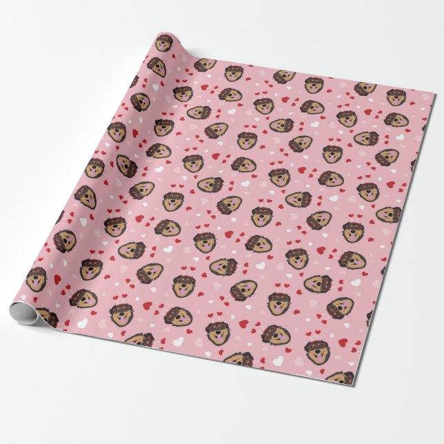 Papel De Presente Cachorro Cachorro Rosa Vermelho (Desenrolado)