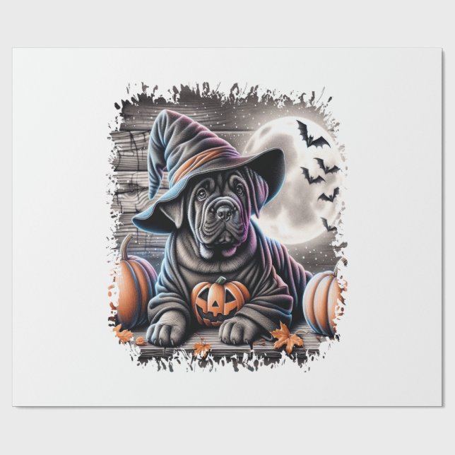 Papel De Presente Cachorro Cane Corso Halloween (Aberto)