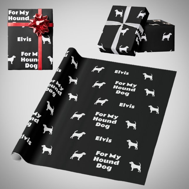 Papel De Presente Cachorro-Cão Silhuettes Preto e Branco (Criador carregado)
