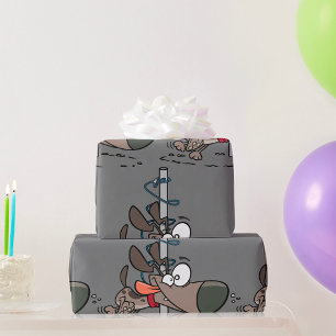 Papel De Presente Cachorro Cartoon Tangido em Torno do Polo com Lash