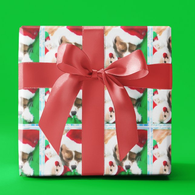 Papel De Presente Cachorro Cavalier King Charles dormindo no Natal (Criador carregado)