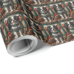 Papel De Presente Cachorro Chin Japonês com Presentes de Natal na La