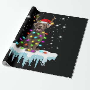 Papel De Presente Cachorro   Chocolate Labrador de Natal