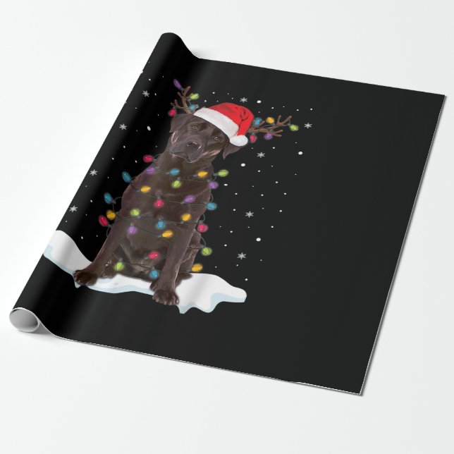 Papel De Presente Cachorro | Chocolate Labrador — Natal (Desenrolado)