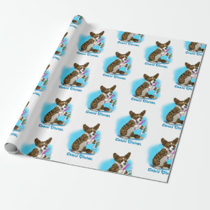 Papel De Presente Cachorro Corgi com escova de dentes