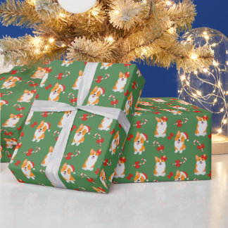 Papel De Presente Cachorro Corgi de Natal Doce Pet Cane Xmas