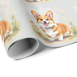 Papel De Presente Cachorro Corgi Galês Pembroke Vermelho Fofo
