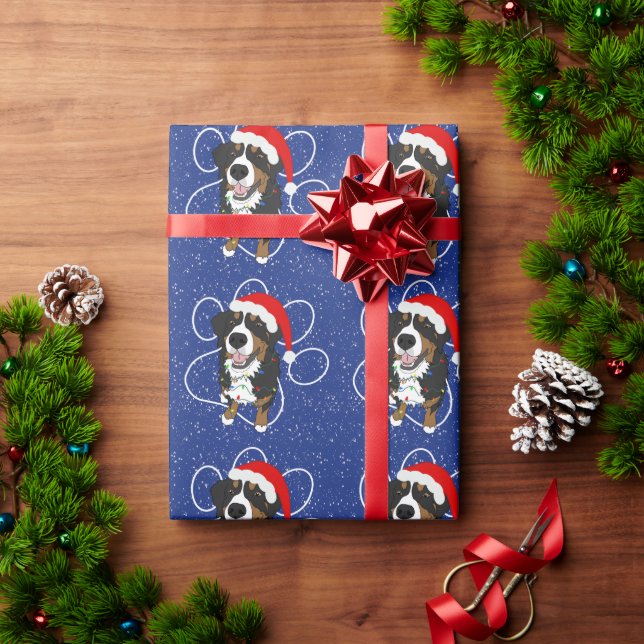 Papel De Presente Cachorro da Montanha Bernese de Natal (Presente de Natal)